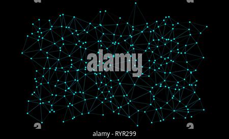 Vector triangles shapes chaos, neural network algorithm illustration Stock Vector