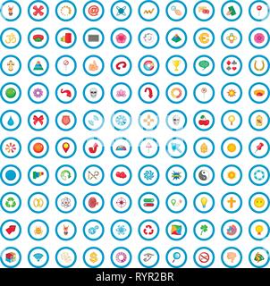 100 graphic elements icons set, cartoon style Stock Vector