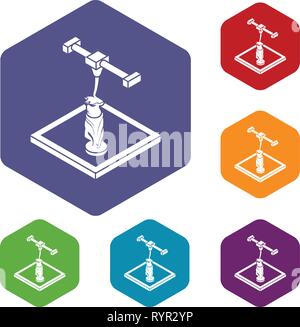 Statue d printing icons vector hexahedron Stock Vector