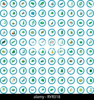 100 green icons set, isometric 3d style Stock Vector