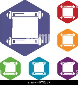 Old scroll parchment icons vector hexahedron Stock Vector