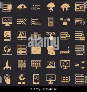 Database icons set, simple style Stock Vector