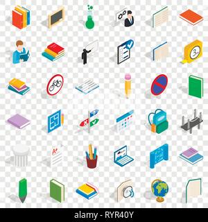 College book icons set, isometric style Stock Vector