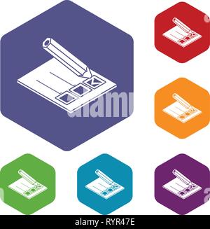 Election paper icons vector hexahedron Stock Vector