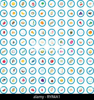 100 grocery shopping icons set, isometric 3d style Stock Vector