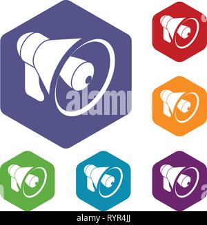 Hand speaker icons vector hexahedron Stock Vector