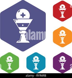 Church goblet glyph icons vector hexahedron Stock Vector