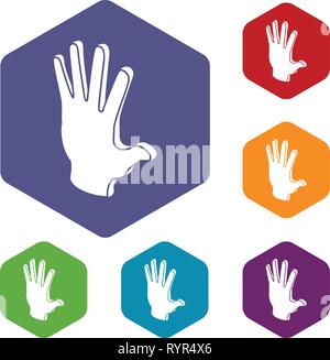 Election greeting hand icons vector hexahedron Stock Vector