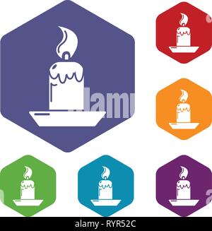 Candle icons vector hexahedron Stock Vector