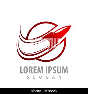 Circle skyrocket concept design. Symbol graphic template element Stock Vector