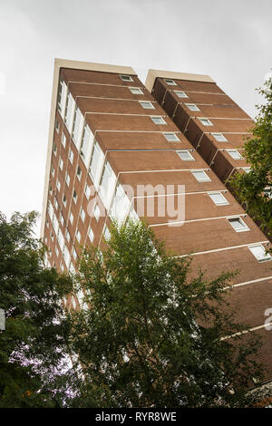 Rydecroft high rise flats, Evesham Close, Woolton, Liverpool. This thirteen storey, 38.4 metre tall residential apartment block was completed in 1970. Stock Photo