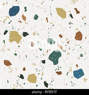 Terrazzo seamless patterns. Classic Italian marble Stock Vector