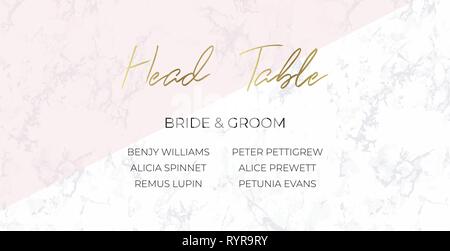 Head Table Bride and groom template. Gray marble Stock Vector