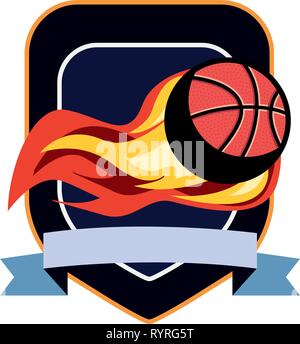 basketball ball enveloped in fire flames vector illustration Stock Vector