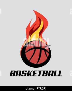 basketball ball enveloped in fire flames vector illustration Stock Vector