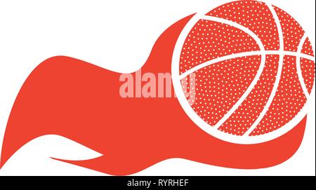 basketball ball enveloped in fire flames vector illustration Stock Vector