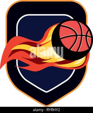 basketball ball enveloped in fire flames vector illustration Stock Vector