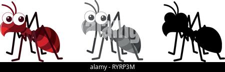 Set of ant character illustration Stock Vector
