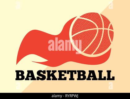 basketball ball enveloped in fire flames vector illustration Stock Vector