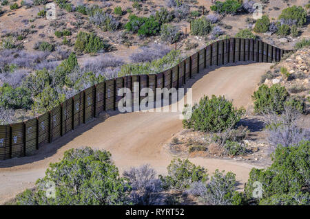 US Border fence, landing mat style construction, Jacumba California Stock Photo