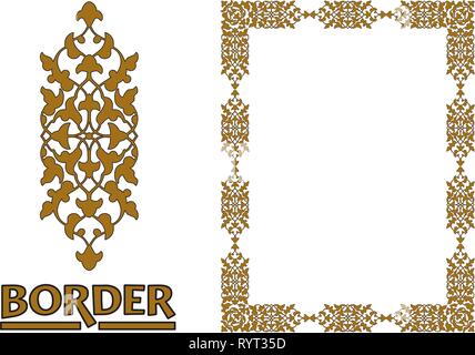 arabesque Borders - Tiled frame in plant leaves and flowers Framework Decorative Elegant style Stock Vector