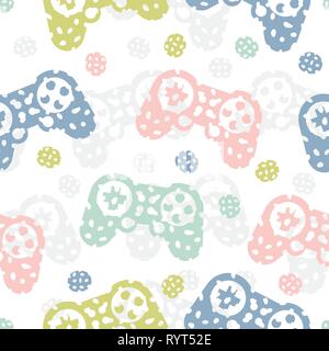 Seamless pattern with game controller Abstract background Stock Vector