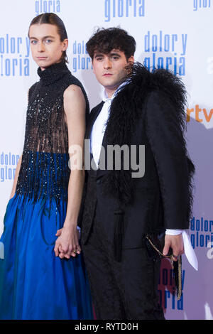 Madrid, Spanien. 13th Mar, 2019. Palomo Spain with friend Pol Roig at the premiere of the movie 'Dolor y gloria/Pain & Glory' at the Cine Capitol. Madrid, 13.03.2019 | usage worldwide Credit: dpa/Alamy Live News Stock Photo