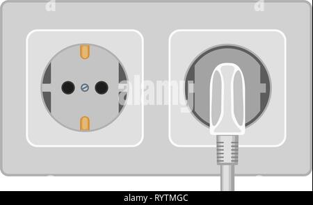 Cartoon gray electric socket Stock Vector