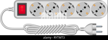 Cartoon gray electric extension cord Stock Vector