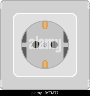 Cartoon gray F type electric socket Stock Vector