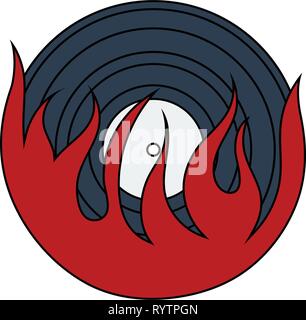Flame vinyl icon. Flat color design. Vector illustration. Stock Vector