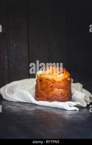 Easter cake kranch with icing sugar on a dark background. Stock Photo