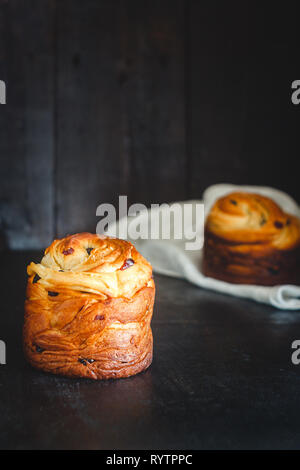 Easter cake kranch with icing sugar on a dark background. Stock Photo