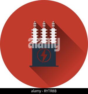 Electric transformer icon. Flat color design. Vector illustration. Stock Vector