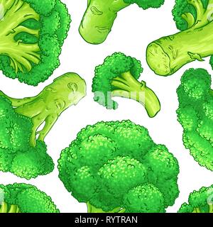 broccoli vector pattern on white background Stock Vector