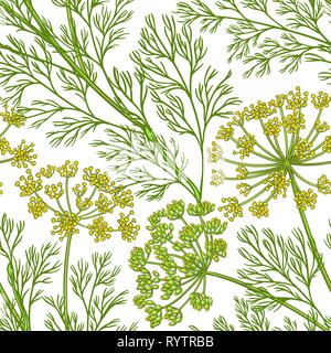 dill vector pattern on white background Stock Vector