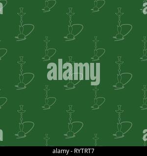 Hookah pattern seamless with line art style. Vector illustration. Stock Vector