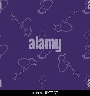 Hookah pattern seamless with line art style. Vector illustration. Stock Vector