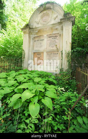 Cimitirul evenghelic (Lutheran cemetery) on Hilltop School in Cetatea Sighisoara (fortified historic centre of Sighisoara) built in XII century by Tra Stock Photo