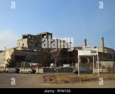 Ploiesti, Romania - December 16, 2016: Abandoned industrial halls in Bucov, near Ploiesti, Romania. Stock Photo