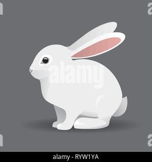 Cute White bunny Rabbit Cartoon Vector Illustration Stock Vector