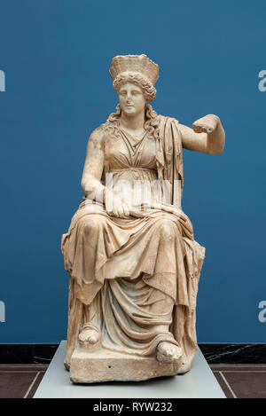 Copenhagen. Denmark. Statue of the goddess Kybele (Cybele), ca. 60 BC. Ny Carlsberg Glyptotek.  From Formia, (in present day Lazio), Italy. Marble.  T