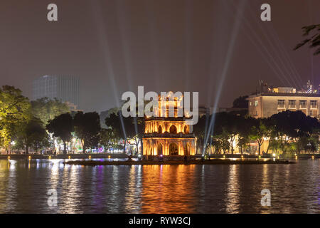 300 year old Turtle Tower (Thap Rua) on a small island in the middle of Ho Hoan Kiem Lake, Old Quarter, Hanoi, Vietnam, Asia Stock Photo