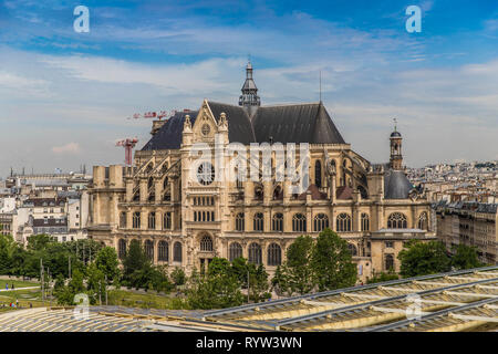 Saint-Eustache church, Eglise Saint Eustache, above the canopy, Les Halles, Paris Stock Photo