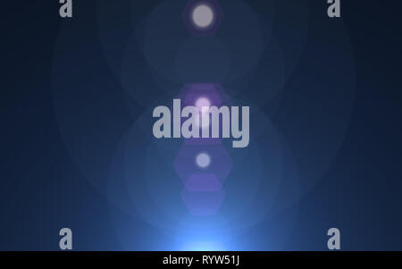 Anamorphic blue lens flare from bottom with black background for overlay design or screen blending mode Stock Photo