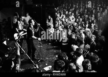 Riot during the concert of the British punk band The Clash in the Markthalle of Hamburg. 1981 Stock Photo