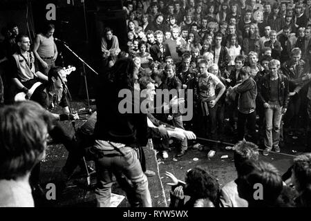 Riot during the concert of the British punk band The Clash in the Markthalle of Hamburg. 1981 Stock Photo