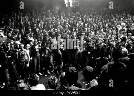 Riot during the concert of the British punk band The Clash in the Markthalle of Hamburg. 1981 Stock Photo