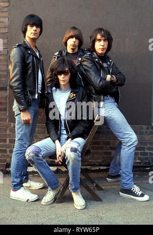 Members of the American rock band Les Ramones after the shooting of the German TV show Musikladen. From left to right: Dee Dee Dee Ramone, Joey Ramone, Johnny Ramone, Marky Ramone. Bremen, 10 September 1978 Stock Photo