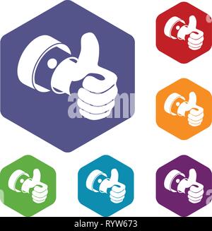 Election thumb up icons vector hexahedron Stock Vector